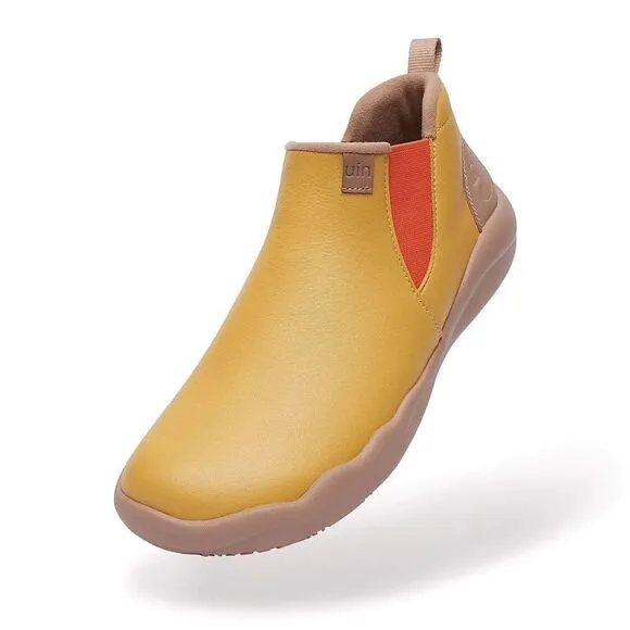 UIN Women's High Top Ankle Boots Comfort Walking Shoes(Goldenrod Granada)Size8.5