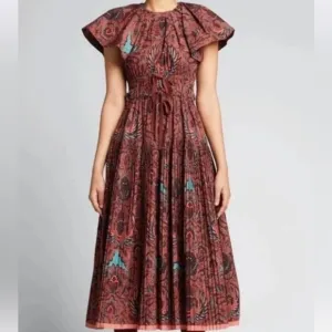ULLA JOHNSON Delmara Midi Dress in Carmine Sz 6