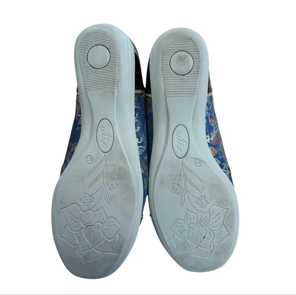 Un Tour En Ville UTN Navy Cap Toe Metallic Foil Slip On Shoes Size 41