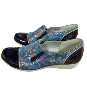 Un Tour En Ville UTN Navy Cap Toe Metallic Foil Slip On Shoes Size 41