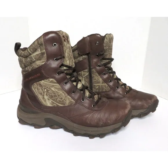 Under Armour Men's Tactical Camo Hunting Hiking Boots Leather Brown - Size 10