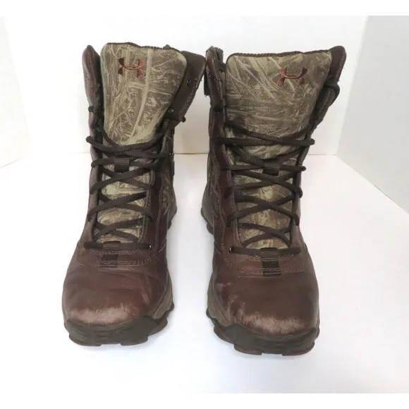 Under Armour Men's Tactical Camo Hunting Hiking Boots Leather Brown - Size 10