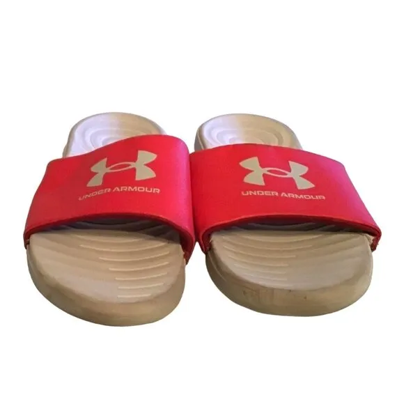 UNDER ARMOUR- SLIP-ON WHITE/RED SIZE 9
