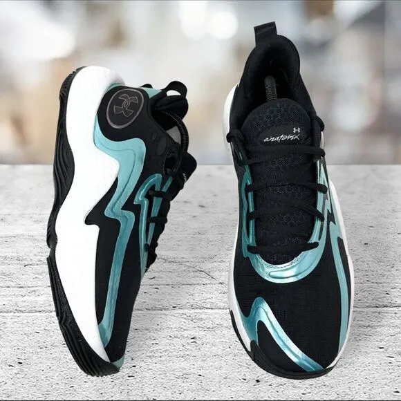 Under Armour Spawn5 IR Iridescent Black Teal Men's‎ Size 10.5 Shoes 3027174-001