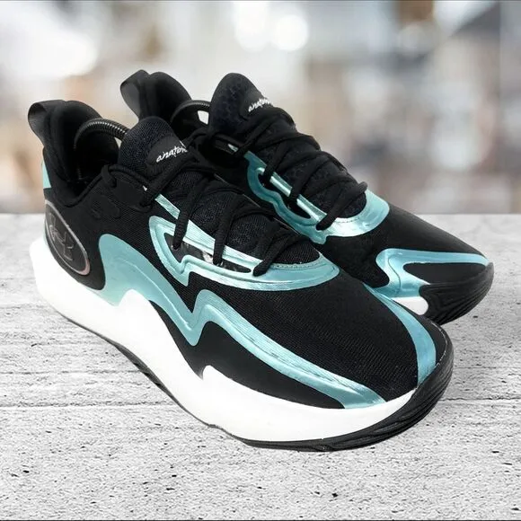 Under Armour Spawn5 IR Iridescent Black Teal Men's‎ Size 10.5 Shoes 3027174-001