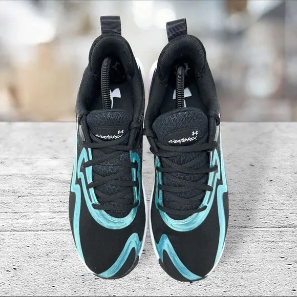 Under Armour Spawn5 IR Iridescent Black Teal Men's‎ Size 10.5 Shoes 3027174-001