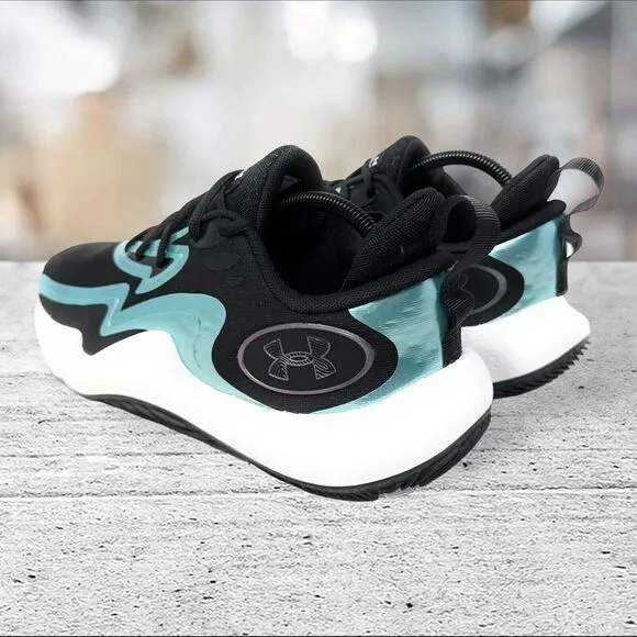 Under Armour Spawn5 IR Iridescent Black Teal Men's‎ Size 10.5 Shoes 3027174-001
