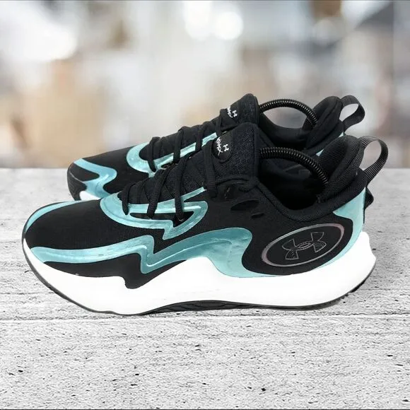 Under Armour Spawn5 IR Iridescent Black Teal Men's‎ Size 10.5 Shoes 3027174-001