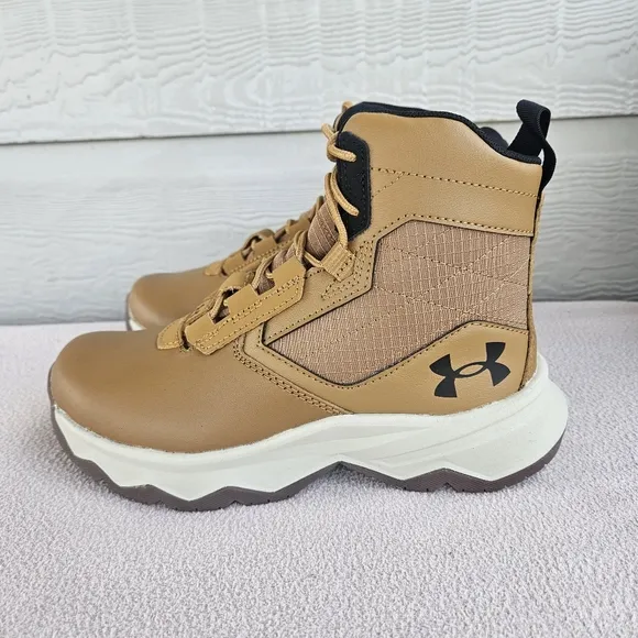Under Armour Stellar G2 6&quot; Tactical Boots Hiking Youth Size 4 Brown Outdoor