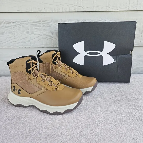 Under Armour Stellar G2 6&quot; Tactical Boots Hiking Youth Size 4 Brown Outdoor