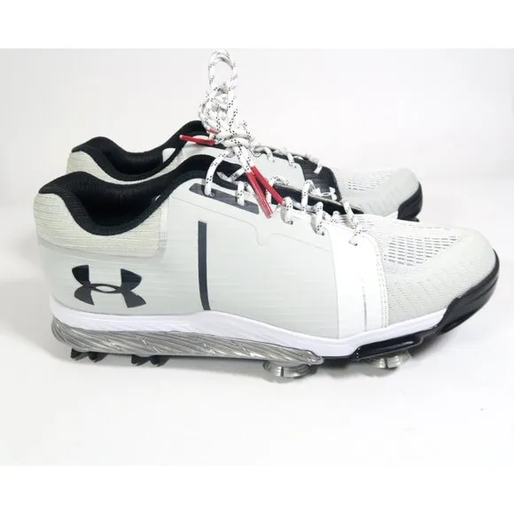 Under Armour Tempo Sport Golf Shoes White/Silver/Black Spieth Size 7 1288576-101