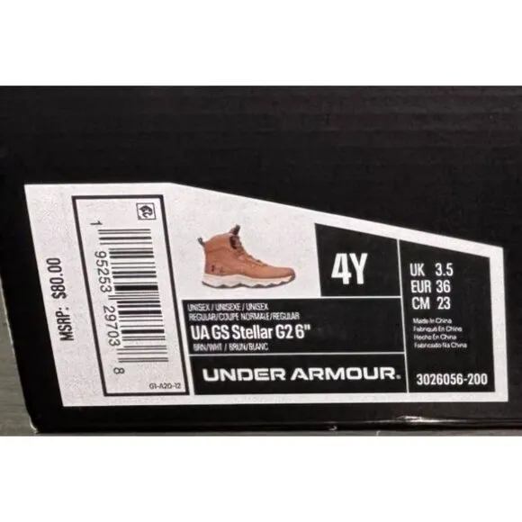 Under Armour Youth Size 4Y High-Top Tan Outdoor Boots UA GS Stellar G2 6