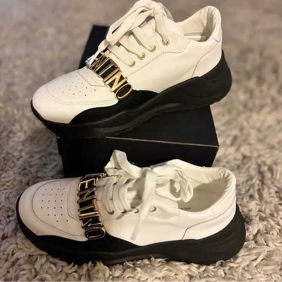 Valentino Women's White and Black Sneakers