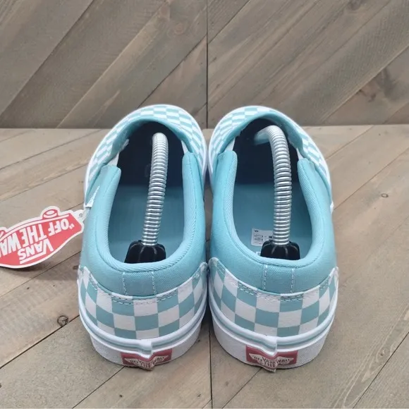 Vans Asher Slip On Casual Sneakers Mens Size 10.5 Baby Blue White Skateboarding