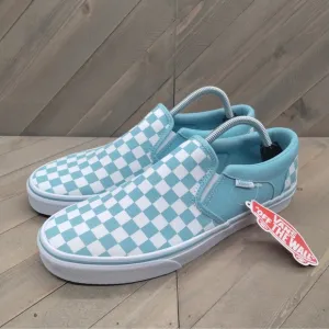 Vans Asher Slip On Casual Sneakers Mens Size 10.5 Baby Blue White Skateboarding