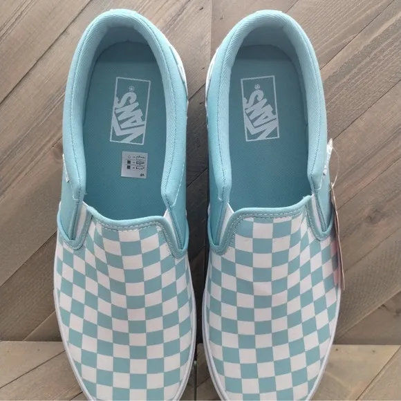 Vans Asher Slip On Casual Sneakers Mens Size 10.5 Baby Blue White Skateboarding