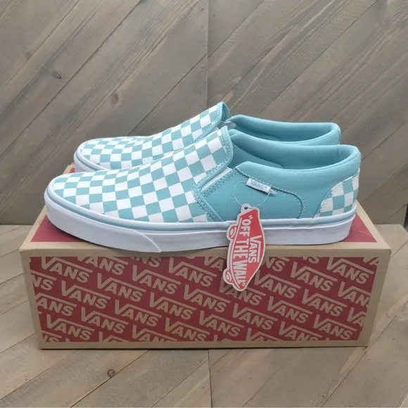 Vans Asher Slip On Casual Sneakers Mens Size 10.5 Baby Blue White Skateboarding