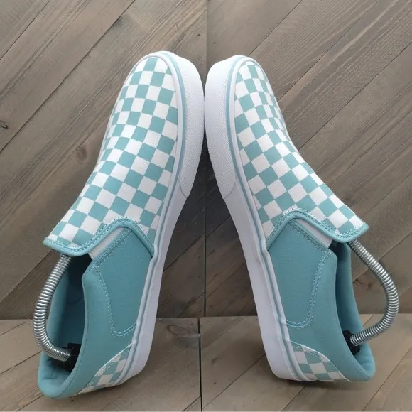 Vans Asher Slip On Casual Sneakers Mens Size 10.5 Baby Blue White Skateboarding