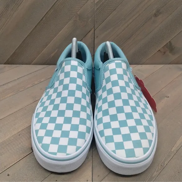 Vans Asher Slip On Casual Sneakers Mens Size 10.5 Baby Blue White Skateboarding