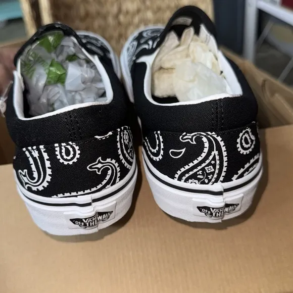 Vans Black Paisley Slip-On Shoes