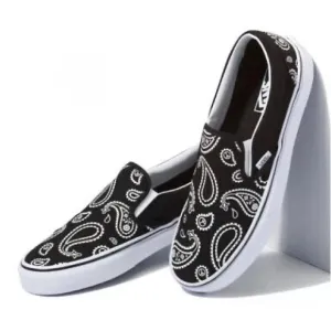 Vans Black Paisley Slip-On Shoes