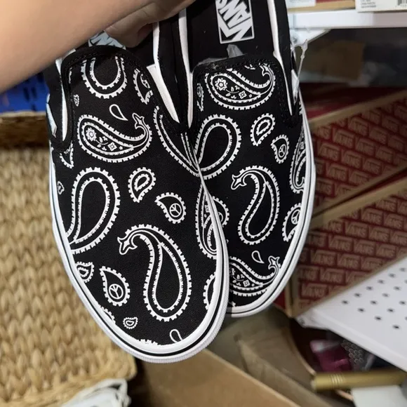 Vans Black Paisley Slip-On Shoes