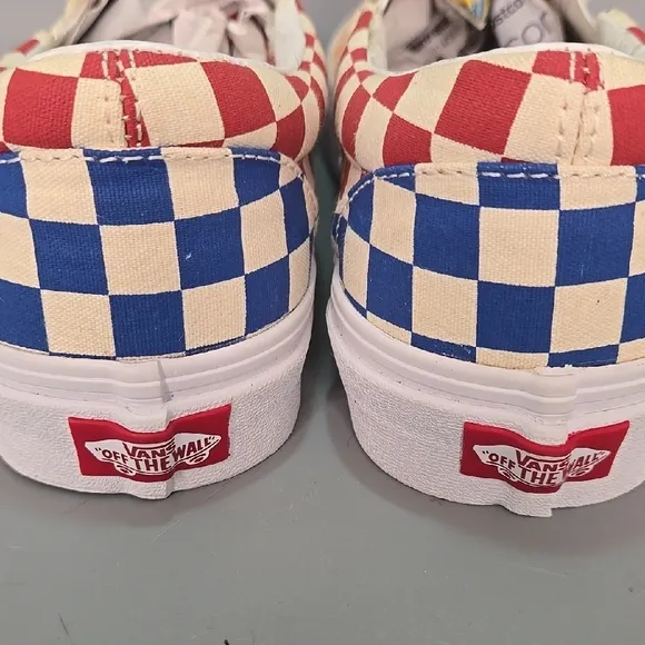 Van's Checkered Slip-On Shoes - Orange and Red Men 8.5 Women 10