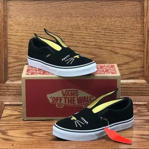 Vans Classic Slip On Bunny Black Gold Girls Shoes