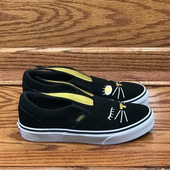 Vans Classic Slip On Bunny Black Gold Girls Shoes