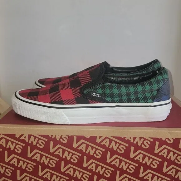 Vans Classic Slip-On Checkerboard Buffalo Plaid Multi Shoes Size Women 7