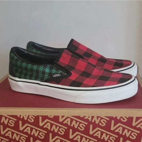 Vans Classic Slip-On Checkerboard Buffalo Plaid Multi Shoes Size Women 7