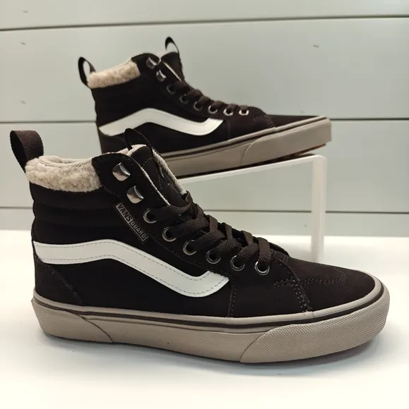 Vans Filmore Hi VansGuard Suede Sherpa Faux fur Brown Chocolate Shoes Women 7.5