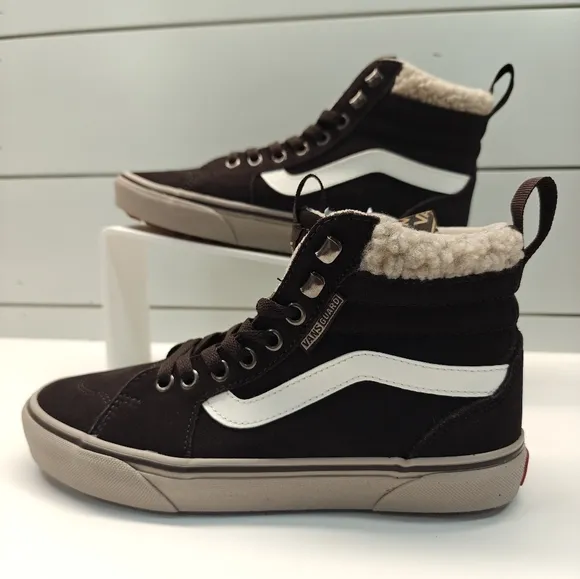 Vans Filmore Hi VansGuard Suede Sherpa Faux fur Brown Chocolate Shoes Women 7.5