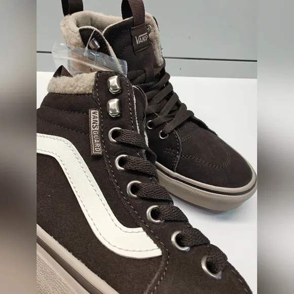 Vans Filmore Hi VansGuard Suede Sherpa Faux fur Brown Chocolate Shoes Women 7.5