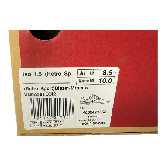 VANS ISO 1.5 Retro Sport Blossom/Light Pink Trainers Unisex Mens 8.5 Womens 10