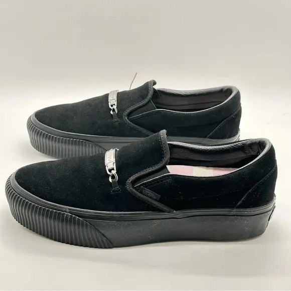 Vans Karina Rozunko Black Slip-On Silver Chain Platform Sneakers