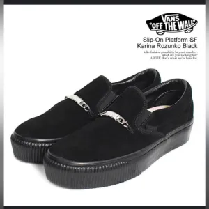 Vans Karina Rozunko Black Slip-On Silver Chain Platform Sneakers