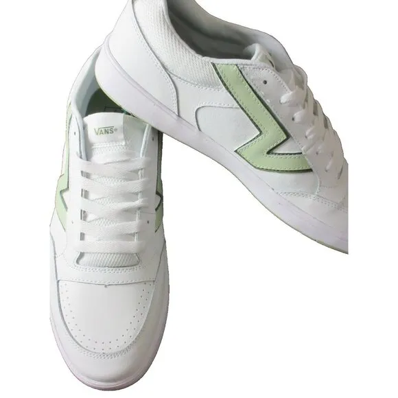 Vans Men's Lowland Cc Sport White Light Green Leather Skate Shoes Sizes NIB