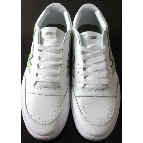 Vans Men's Lowland Cc Sport White Light Green Leather Skate Shoes Sizes NIB