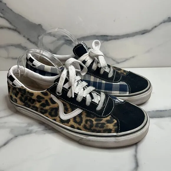 Vans | Men's Sandy Liang Epoch Sport Leopard Blue Plaid Suede Toe Shoes Sz 10