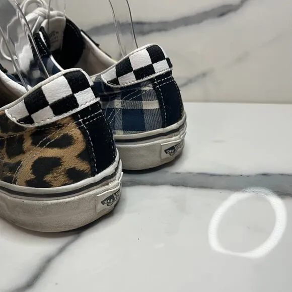 Vans | Men's Sandy Liang Epoch Sport Leopard Blue Plaid Suede Toe Shoes Sz 10