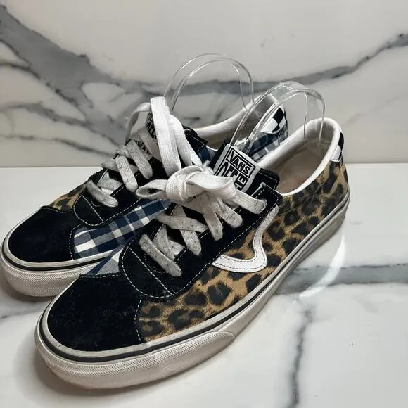 Vans | Men's Sandy Liang Epoch Sport Leopard Blue Plaid Suede Toe Shoes Sz 10