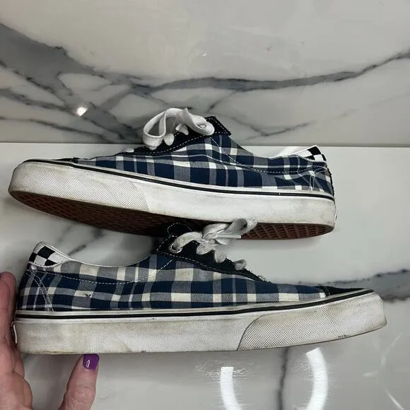 Vans | Men's Sandy Liang Epoch Sport Leopard Blue Plaid Suede Toe Shoes Sz 10