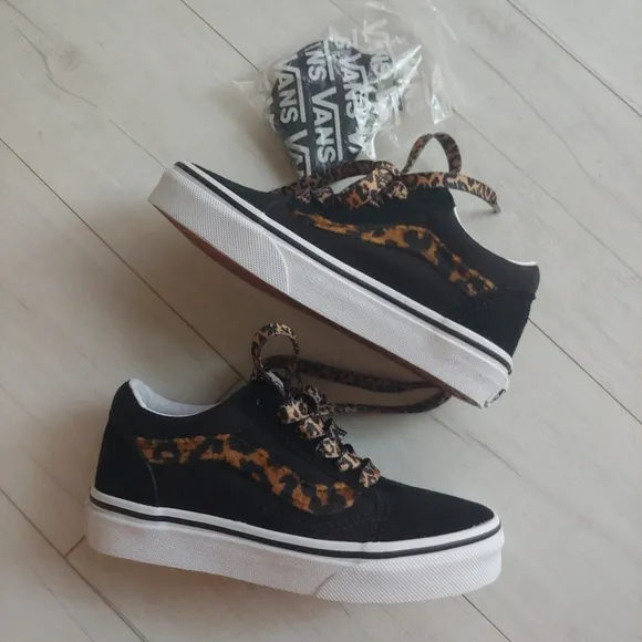 VANS NEW Toddler Old Skool Leopard Lace Up Shoes