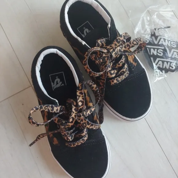 VANS NEW Toddler Old Skool Leopard Lace Up Shoes