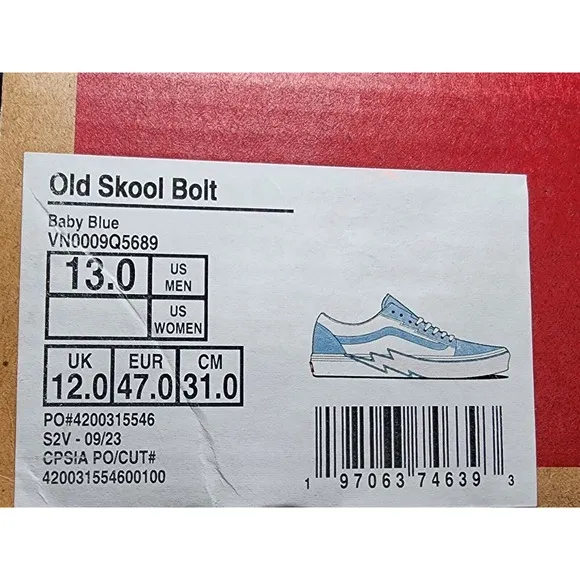 Vans Old Skool Bolt Baby Blue Skate Shoes Mens Sz 13 Rare Unc North Carolina