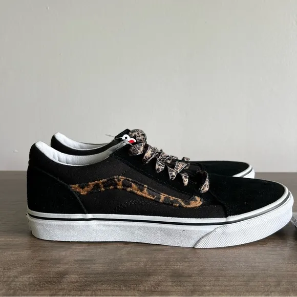 VANS Old Skool Leopard Fur / Black Shoe Junior Size 7 #844
