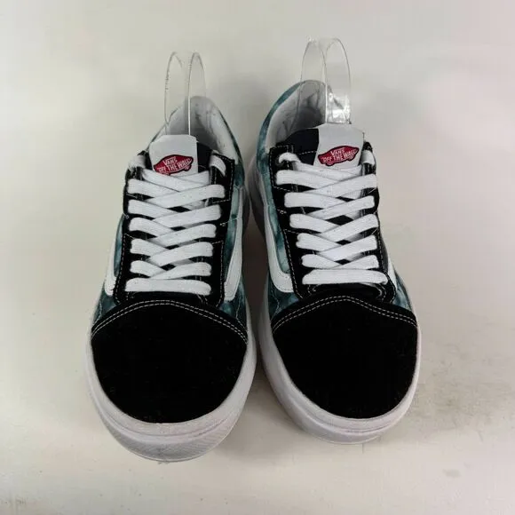 VANS Old Skool Overt CC Sneakers Women's 10 White Black Tie Dye Lace-Up 500264