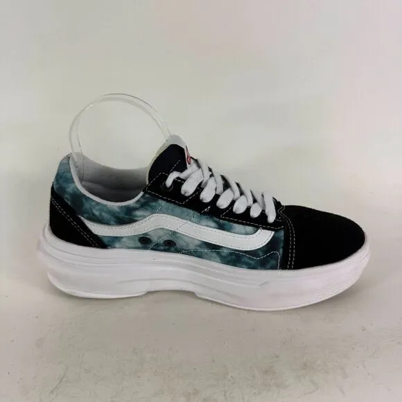 VANS Old Skool Overt CC Sneakers Women's 10 White Black Tie Dye Lace-Up 500264