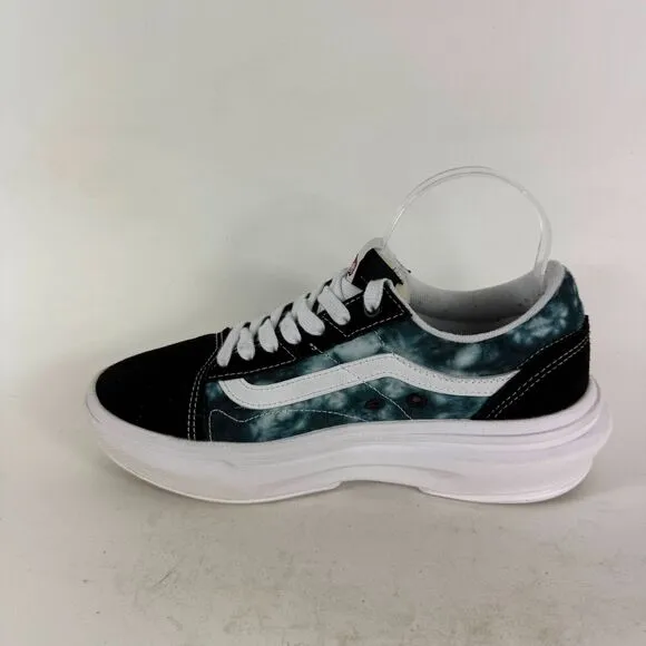 VANS Old Skool Overt CC Sneakers Women's 10 White Black Tie Dye Lace-Up 500264